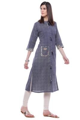 Blue printed cotton ethnic-kurtis 3