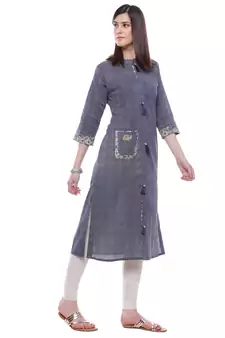 Blue printed cotton ethnic-kurtis