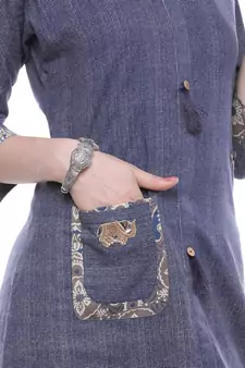 Blue printed cotton ethnic-kurtis