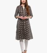 Grey printed cotton ethnic-kurtis