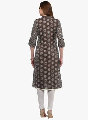 Grey printed cotton ethnic-kurtis 4