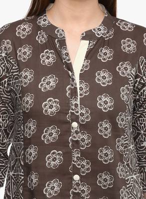 Grey printed cotton ethnic-kurtis 5