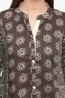 Grey printed cotton ethnic-kurtis