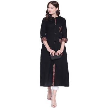 Black plain cotton ethnic-kurtis 1