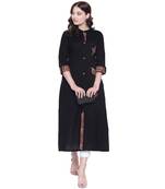 Black plain cotton ethnic-kurtis