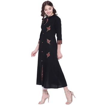 Black plain cotton ethnic-kurtis 2