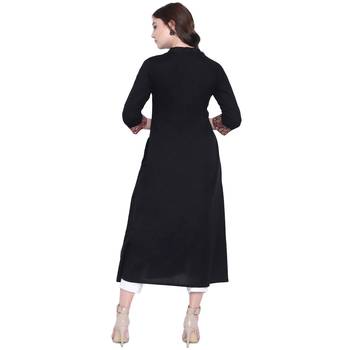 Black plain cotton ethnic-kurtis 4