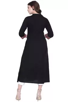 Black plain cotton ethnic-kurtis