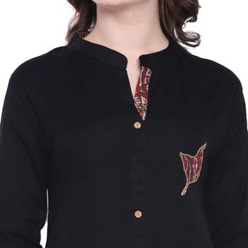 Black plain cotton ethnic-kurtis 5