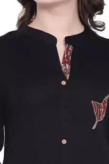 Black plain cotton ethnic-kurtis