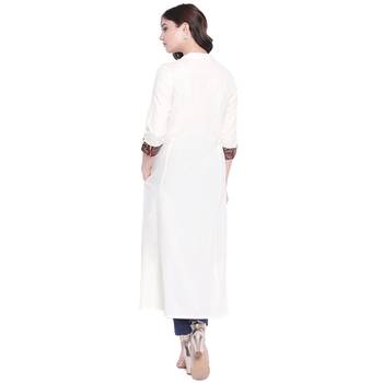 Off-white plain cotton ethnic-kurtis 4