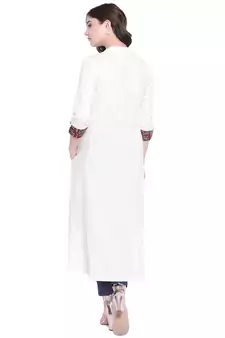 Off-white plain cotton ethnic-kurtis