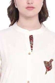 Off-white plain cotton ethnic-kurtis