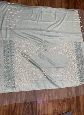 Light-Green Embroidered Net Semi Stitched Lehenga 4