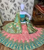 Pink Embroidered Silk Semi Stitched Lehenga
