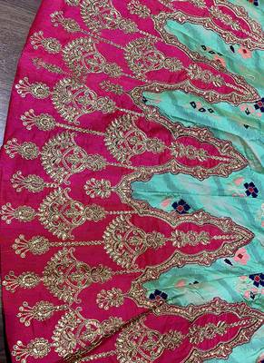 Sky-Blue Embroidered Silk Semi Stitched Lehenga 3
