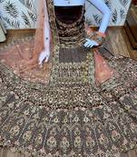 Violet Embroidered Velvet Semi Stitched Lehenga