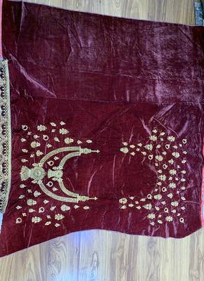 Maroon Embroidered Velvet Semi Stitched Lehenga 4