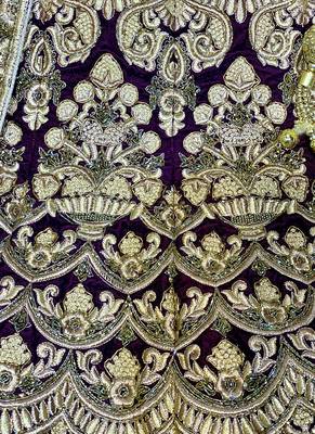 Purple Embroidered Velvet Semi Stitched Lehenga 3
