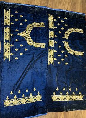 Blue Embroidered Velvet Semi Stitched Lehenga 4