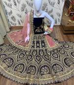 Blue Embroidered Velvet Semi Stitched Lehenga