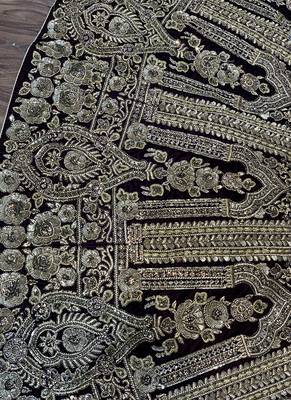 Violet Embroidered Velvet Semi Stitched Lehenga 3
