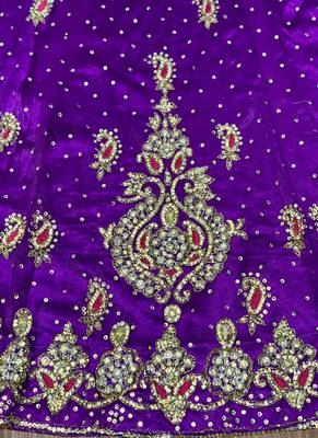 Purple Embroidered Net Semi Stitched Lehenga 3