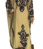beige georgette moroccan islamic dubai kaftan farasha aari and stone work dress