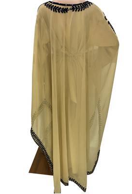 beige georgette moroccan islamic dubai kaftan farasha aari and stone work dress 3