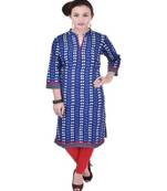 Women blue Printed, stripes_printed Straight Kurta