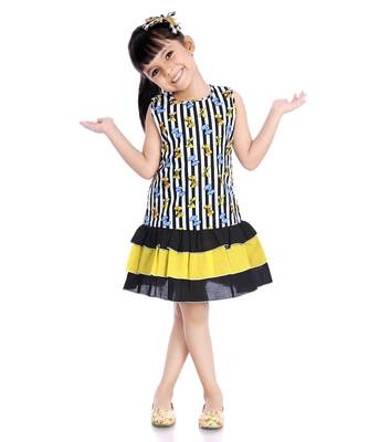 Cotton Frock With Frill Black 1