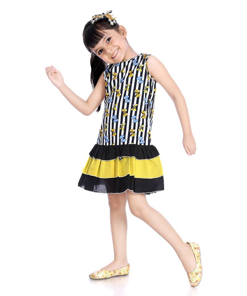 Cotton Frock With Frill Black