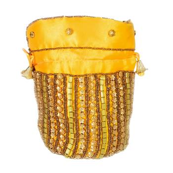 Designer Potli Bag with Beadwork For Women Yellow 2