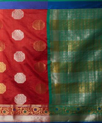 Maroon printed Silk Blend saree with blouse 4