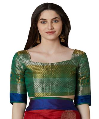 Maroon printed Silk Blend saree with blouse 5