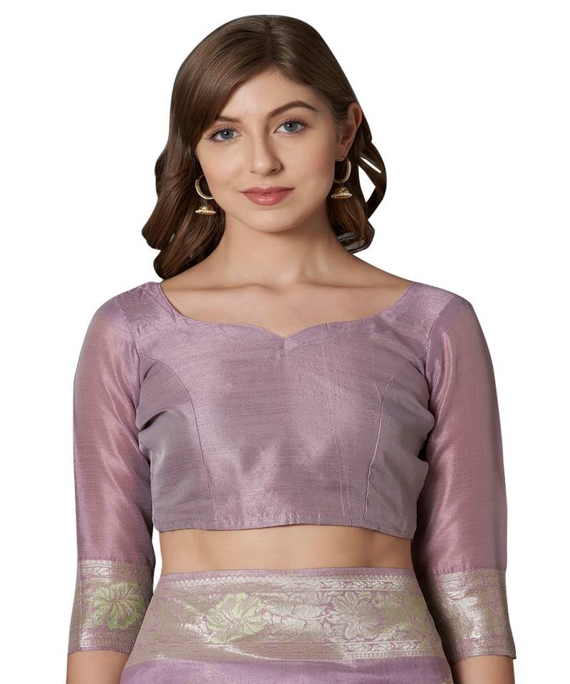 purple saree white blouse