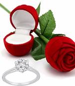 Valentine'S Day Gift Hamper Of Cz Silver Plated Ring With Red Rose Gift Box For Girlfriend