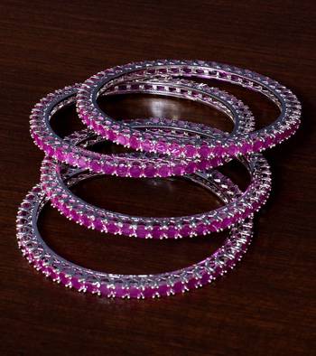 Rhodiuim Plated Ruby Stone Plated Designer Bangles BD420 1