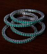 Rhodiuim Plated Emerald Stone Plated Designer Bangles BD422