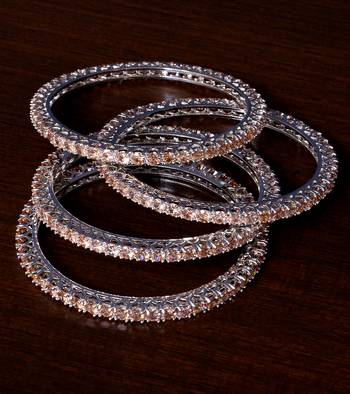 Rhodiuim Plated Champagne Stone Plated Designer Bangles BD423 1
