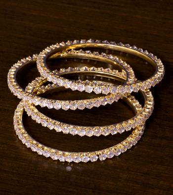 Gold Plated American Diamond Embellished Designer Bangles BD424 1