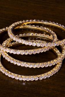 Gold Plated American Diamond Embellished Designer Bangles BD424