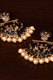 Kundan and Pearls Embellished Designer Earrings 217ED213