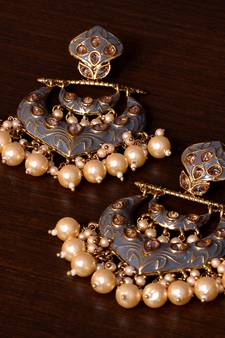 Kundan and Pearls Embellished Designer Earrings 217ED214