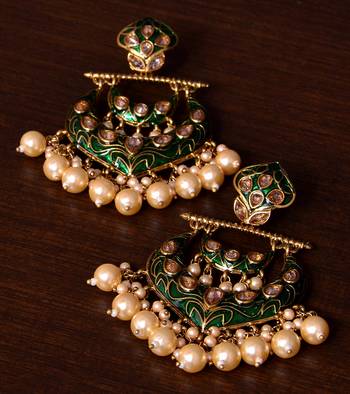 Kundan and Pearls Embellished Designer Earrings 217ED215 1