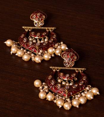 Kundan and Pearls Embellished Designer Earrings 217ED216 1