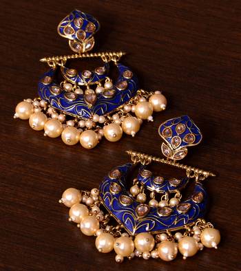 Kundan and Pearls Embellished Designer Earrings 217ED218 1