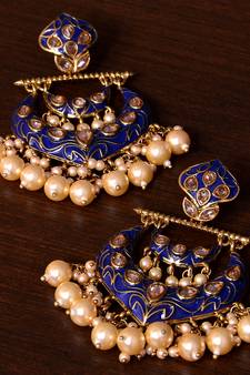 Kundan and Pearls Embellished Designer Earrings 217ED218