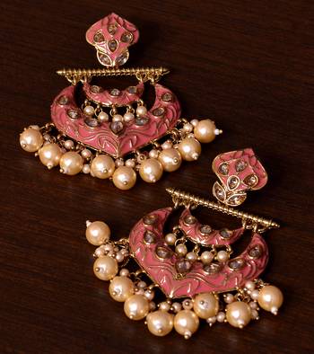 Kundan and Pearls Embellished Designer Earrings 217ED219 1
