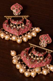 Kundan and Pearls Embellished Designer Earrings 217ED219